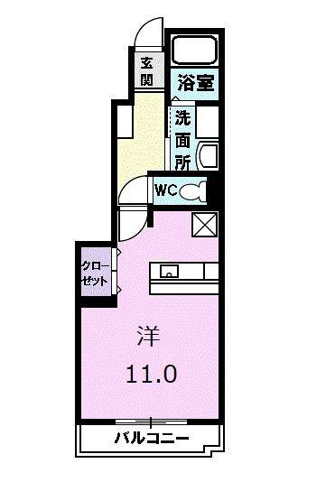 ルーセント(ワンルーム/1階)の間取り写真