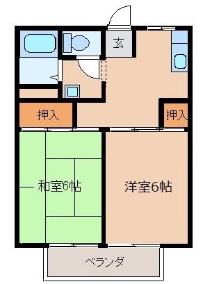 ハイツ青松(2DK/2階)の間取り写真