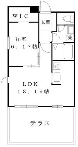 ハートフル(1LDK/1階)の間取り写真