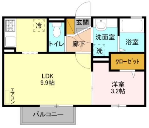 ロンサール(1LDK/2階)の間取り写真