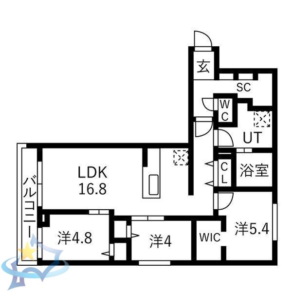 南13西7MS(3LDK/4階)の間取り写真