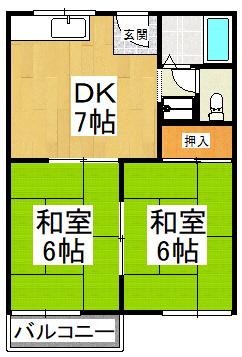 寿里マンション(2DK/2階)の間取り写真
