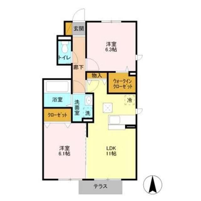 パークレジーナ A(2LDK/1階)の間取り写真