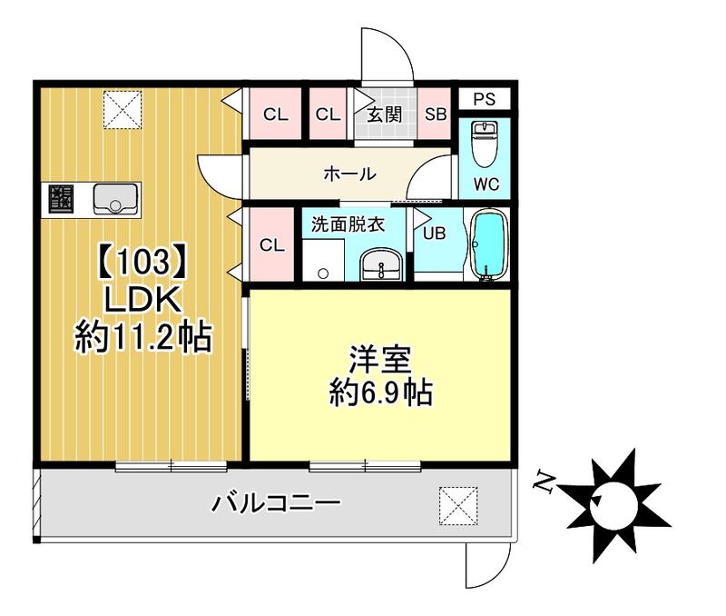 LCLASS亀岡(1LDK/1階)の間取り写真