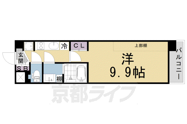 ソルテラス京都洛南(1K/3階)の間取り写真