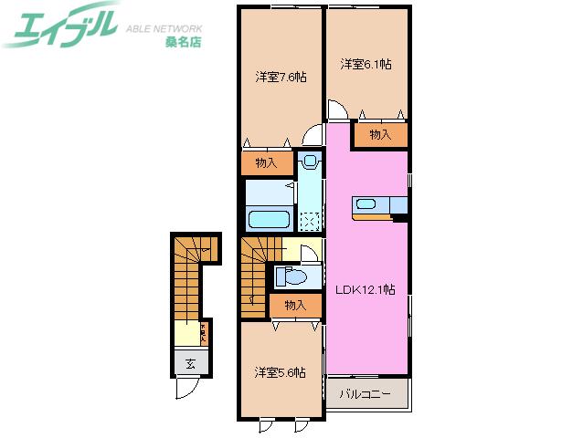 ルーエンハイム宗III(3LDK/2階)の間取り写真