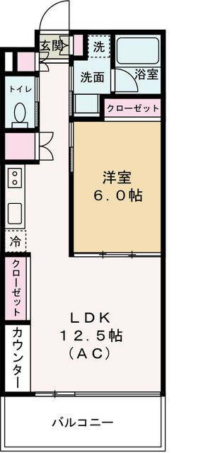 ヴェル ラ メゾン(1LDK/3階)の間取り写真