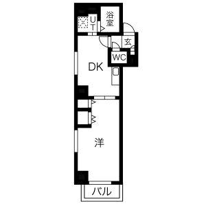 レジデンスカープ今池(1DK/11階)の間取り写真