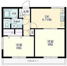 ベルジュ・リーオ(2DK/2階)の間取り写真