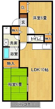 ハイ・フラワーコーポ(2LDK/1階)の間取り写真