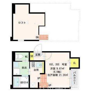 STAGE笹原(1K/1階)の間取り写真