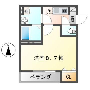 ハレ千種(1K/3階)の間取り写真