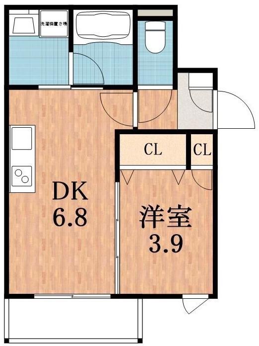 プレジール岸里東(1DK/1階)の間取り写真