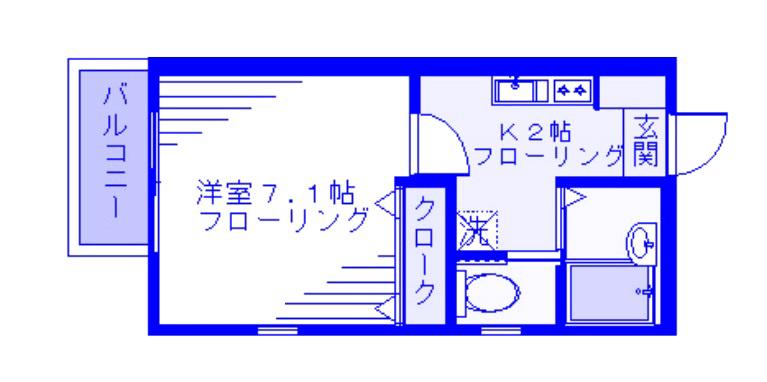 ツインライブ岸町Ⅱ(1K/2階)の間取り写真