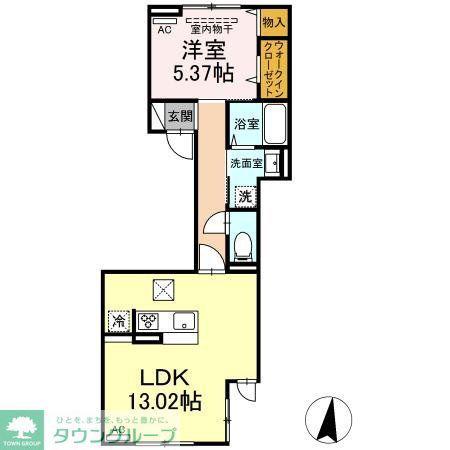 セレスティア土支田(1LDK/1階)の間取り写真