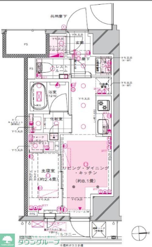 ピアース新宿三丁目(1LDK/6階)の間取り写真
