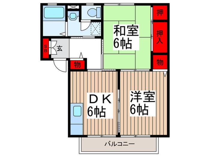 グランモール参番館(2DK/1階)の間取り写真