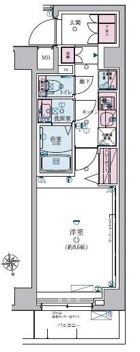 リヴシティ成増ミュジオ(1K/2階)の間取り写真