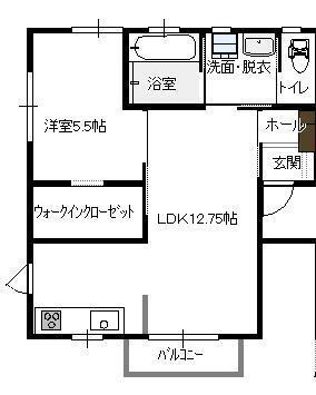 OKハイツ B(1LDK/1階)の間取り写真