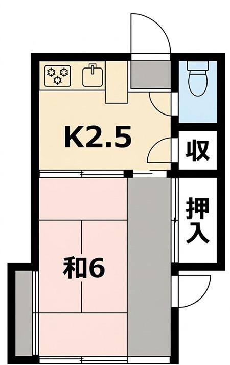 高梨荘(1K/2階)の間取り写真
