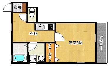 ライフスタイルイースト(1K/2階)の間取り写真