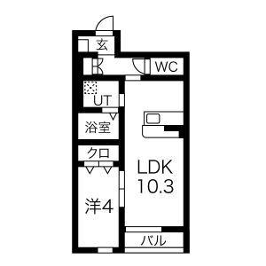 ノワール・エ・ブラン(1LDK/1階)の間取り写真