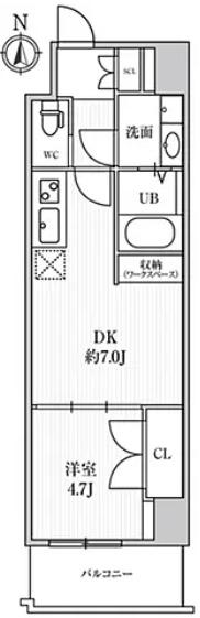 カバナプラス四谷(1DK/3階)の間取り写真