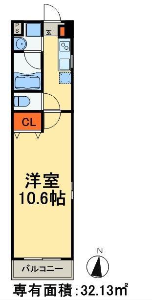 グレースコート東日暮里(1K/2階)の間取り写真