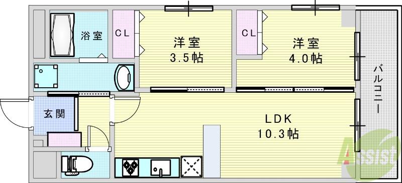 グランジュテ寺畑(2LDK/3階)の間取り写真