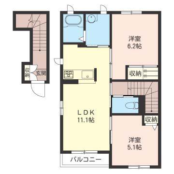 アクシスコート(2LDK/2階)の間取り写真