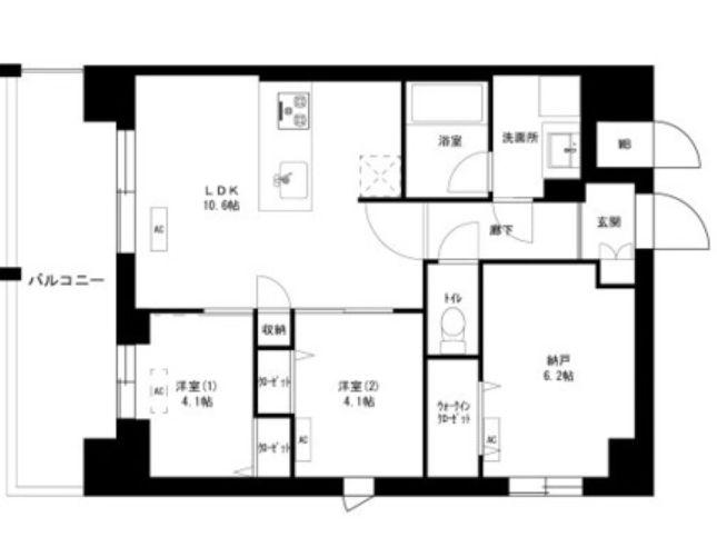 東京マンション(3LDK/10階)の間取り写真