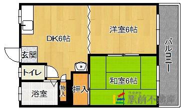 フォレストシティ和白丘 B棟(2DK/1階)の間取り写真