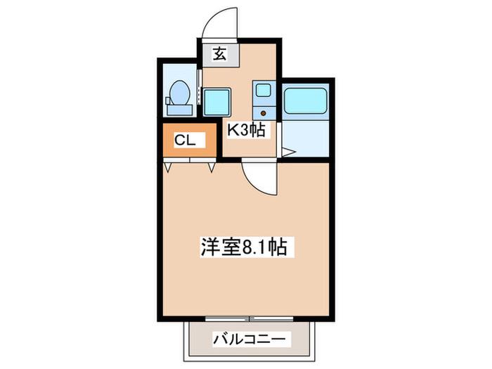 ブリーズ茅ヶ崎(1K/3階)の間取り写真