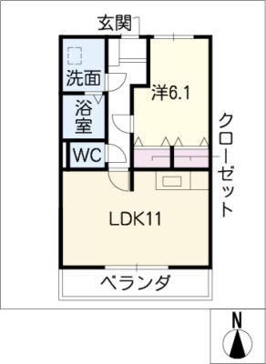ウィステリア・レイ1番館(1LDK/3階)の間取り写真