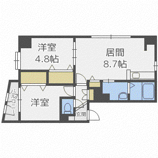 ル・ノール福住(2LDK/6階)の間取り写真