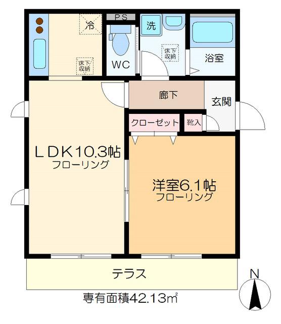 MAISON DE BLANC I(1LDK/1階)の間取り写真