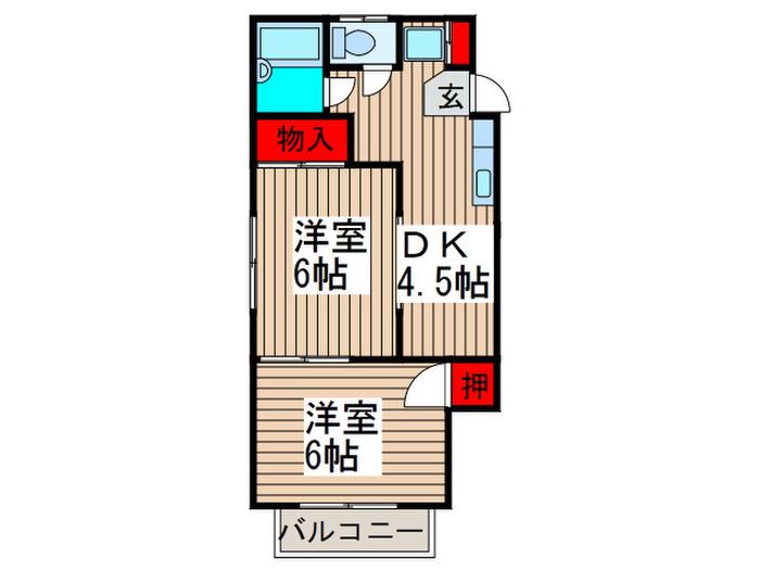 メゾンドトキワ(2DK/2階)の間取り写真