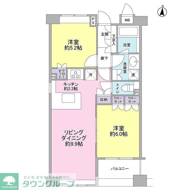 グリーンテラス世田谷(2LDK/8階)の間取り写真