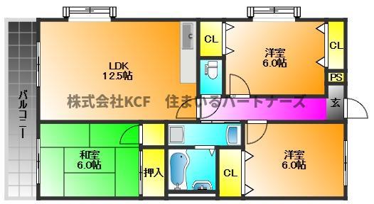 グリーンキャッスル(2LDK/2階)の間取り写真