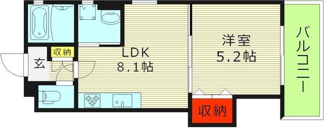 クリエオーレ茨田大宮(1LDK/2階)の間取り写真