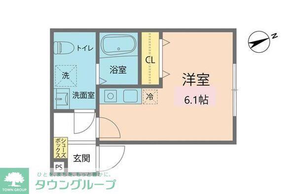 カインドネス西八王子B棟(ワンルーム/2階)の間取り写真