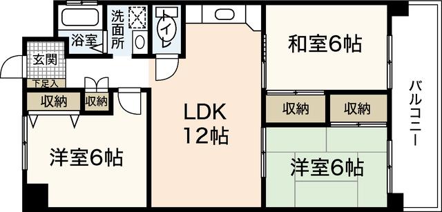 吉見園コーポ(3LDK/2階)の間取り写真