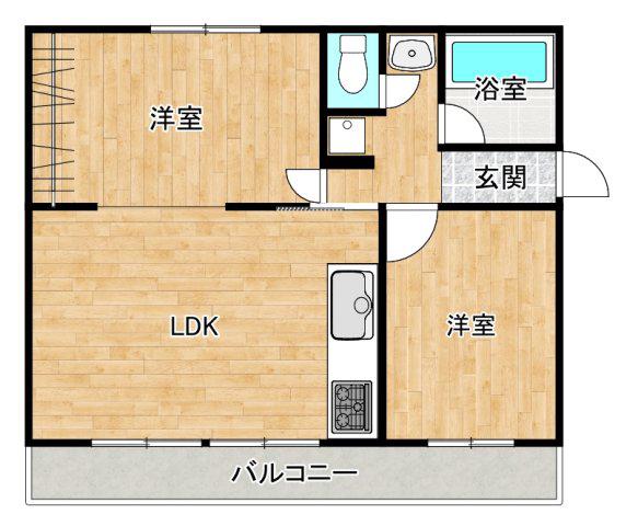 出水ガーデンハイツⅠ(1LDK/2階)の間取り写真
