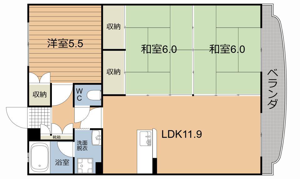 エクセル樋口(3LDK/1階)の間取り写真