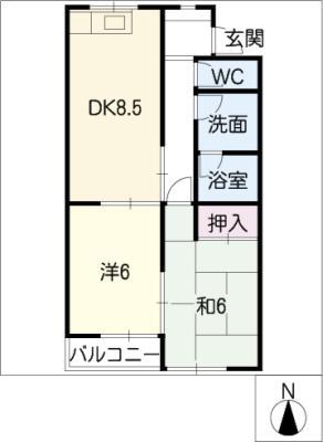 アムール木曽川(2DK/2階)の間取り写真