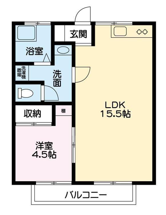 CASA西新涯A(1LDK/1階)の間取り写真