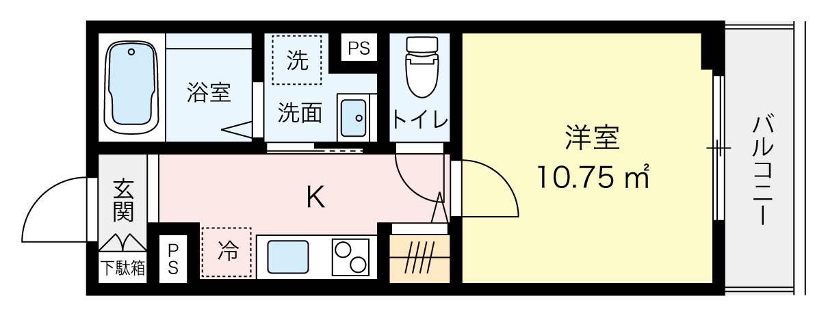 MOK YOKOHAMA(1K/2階)の間取り写真