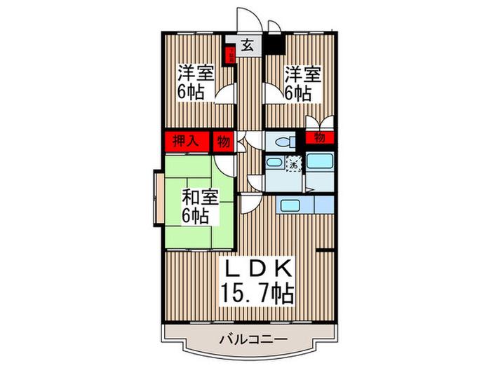 ボヌール21(3LDK/1階)の間取り写真