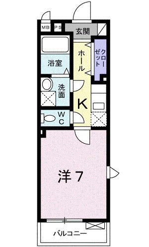 カーサアモローザ(1K/1階)の間取り写真