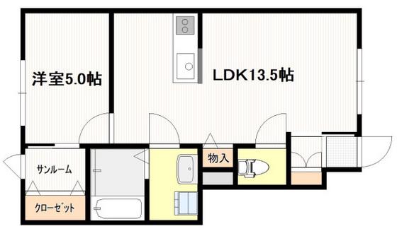 南栄2丁目アパート(1SLDK/1階)の間取り写真